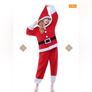 NEWCOSPLAY Adult Santa Onesie Pajams Suit Costume